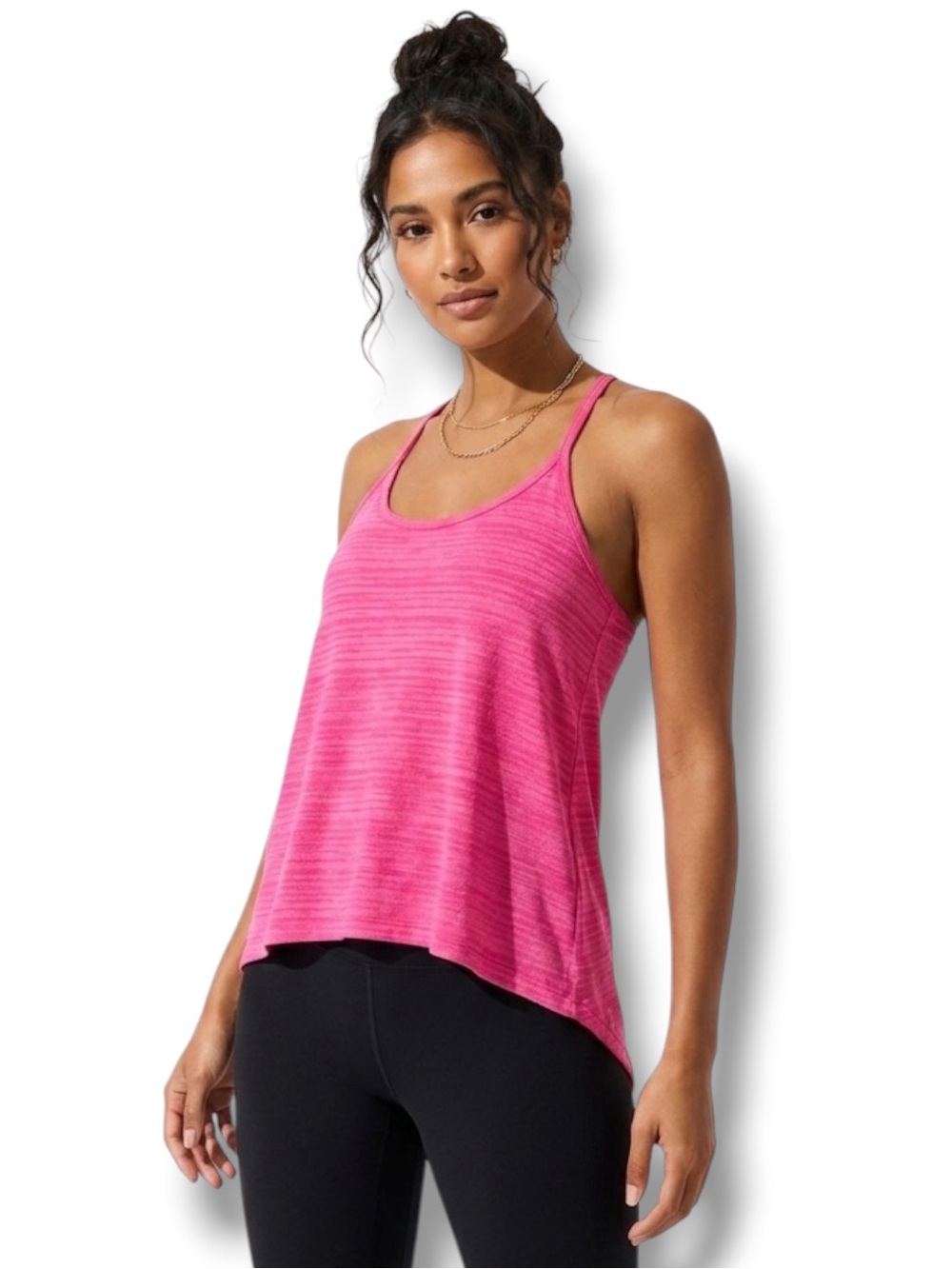 OP 2000s Aesthetic Pink Racerback Semi Sheer Striped Tank Top Jr XL 15-17 🍭